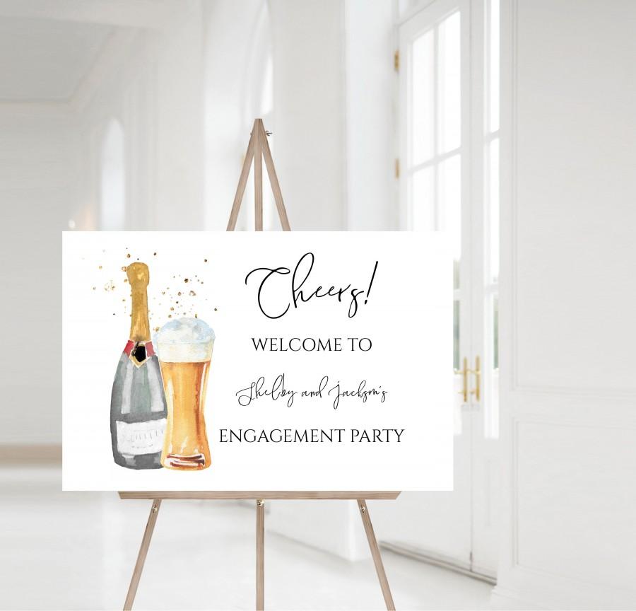 Wedding - Engagement Party Welcome Sign, Bubble and Brews Welcome Sign, Editable Template,  Instant Download, templett, e375