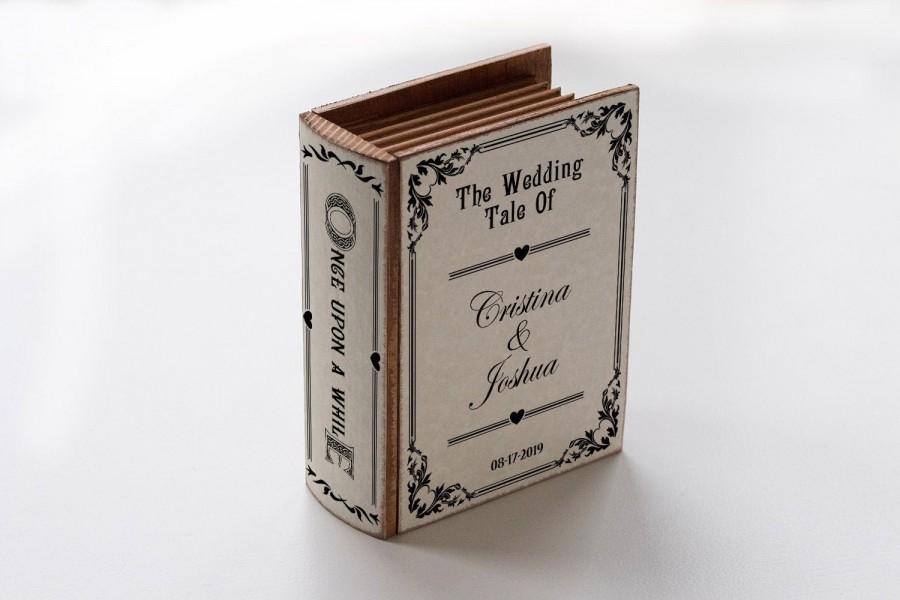 زفاف - Rustic wedding ring box, Ring bearer box, Wooden Ring box, Wedding box, Personalized ring box, Book box, Engagement box Proposal Ring Pillow