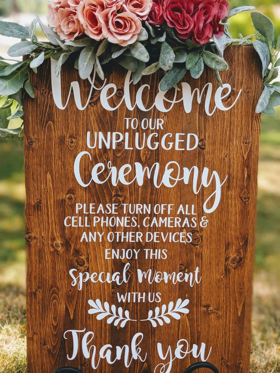 Wedding - Unplugged Ceremony/Unplugged Wedding/Wedding Welcome Sign/Wedding Aisle Sign/Wood Wedding Sign/No Electronics Sign/Rustic Wedding Sign