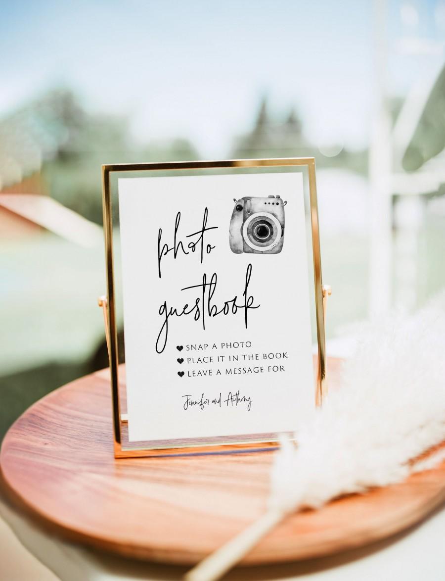 Hochzeit - Photo Guest Book Sign, Wedding Photo Guestbook Sign, Photo Guestbook Printable, Photo GuestBook Sign Template,Polaroid Wedding Sign,Templett