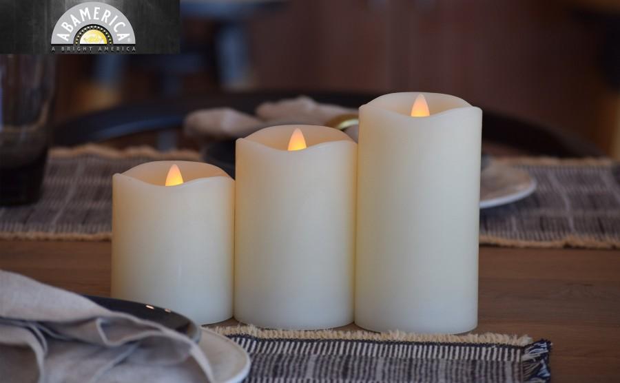 زفاف - Flameless Candles holiday gifts , candle with remote Timer, moving wick Battery Operated  LED Candle,  Party Deco