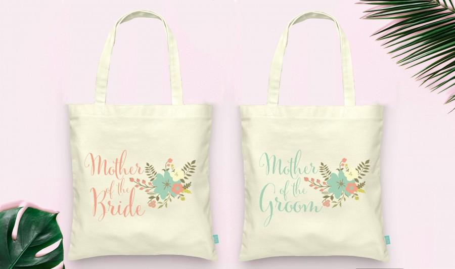 Mariage - Floral Mother of the Bride & Mother of the Groom Set- Wedding Tote Bags