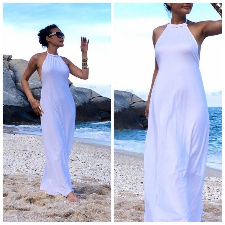 زفاف - White OR Off White dress Halter dress, long dress, maxi dress,sun dresss ,evening Dress all size