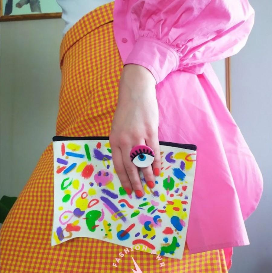 Mariage - Hand-painted clutch On my mind