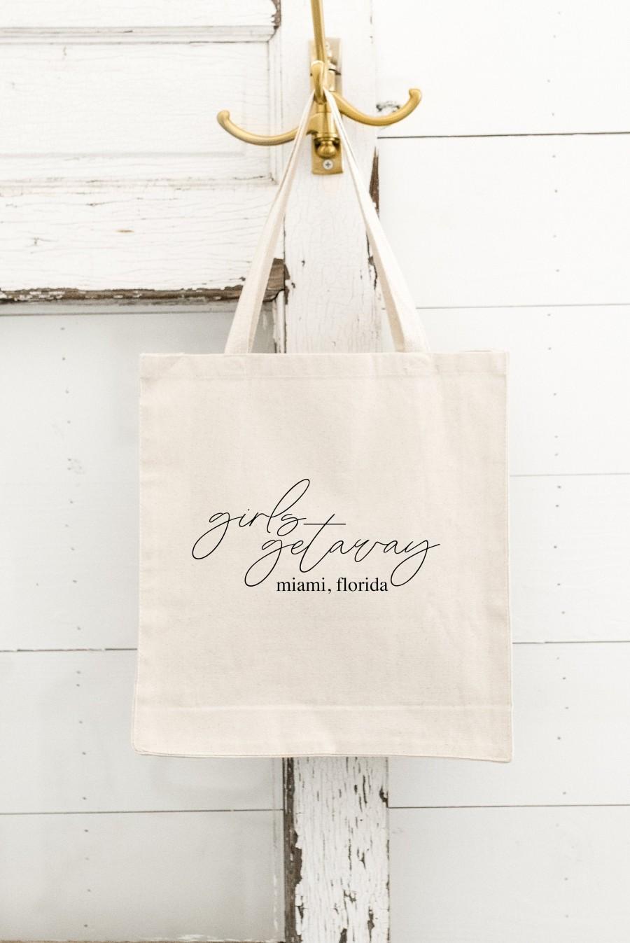 Mariage - Girls Getaway Tote with Location - Girls Wknd - Weekend Tote - Girls Getaway - Girls Trip - Gift - Tote Bag - Weekend Trip - Girls Weekend