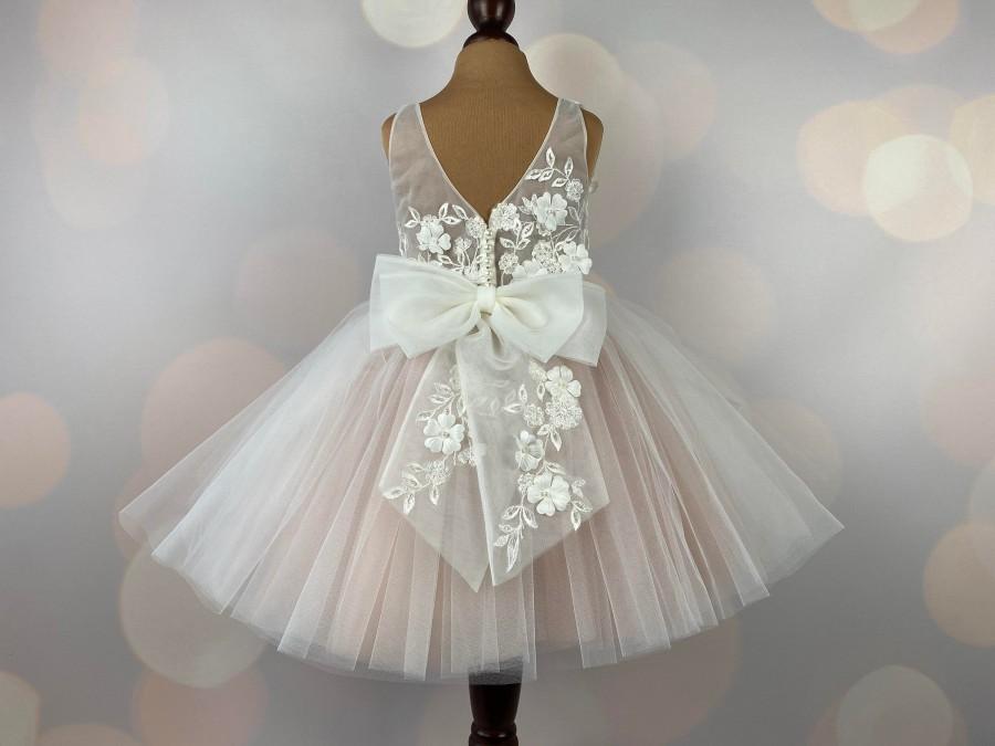 Wedding - Flower girl dress, 3D dress, Birthday Dress, Baby Dress, Lace Dress, Tulle Dress, Wedding, MODEL IB033