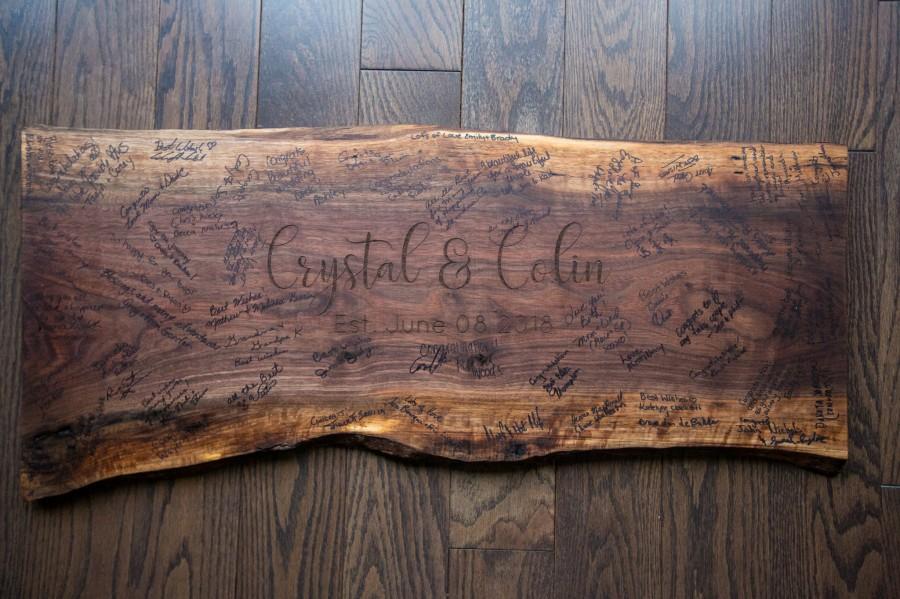 Mariage - Engraved Live Edge Wedding Signing Boards, Alternative wedding guest book, wood guest book