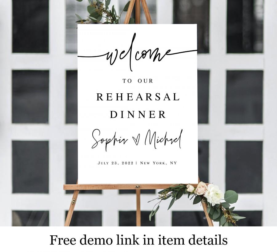 Mariage - Rehearsal Dinner Welcome Sign Template, Digital Download, Fully Editable, Customizable, Self-Editing, Printable Poster, Name With Heart #f24