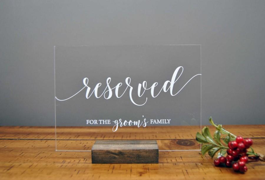زفاف - Reserved Grooms Family Table Sign, Acrylic Wedding Table Sign and Decor - SLT003G