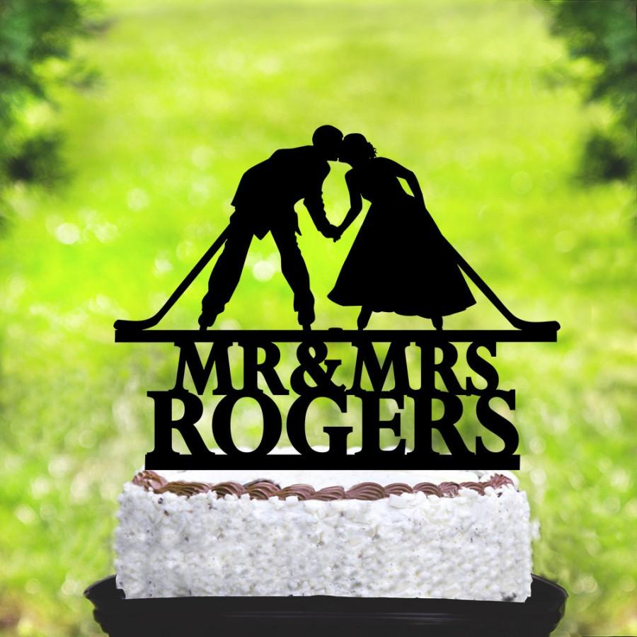 Hochzeit - Hockey Wedding Cake Topper,Hockey Cake Topper,Wedding Cake Topper,Hockey Theme Wedding,Hockey Fan Wedding,Hockey party Cake Topper (2085)