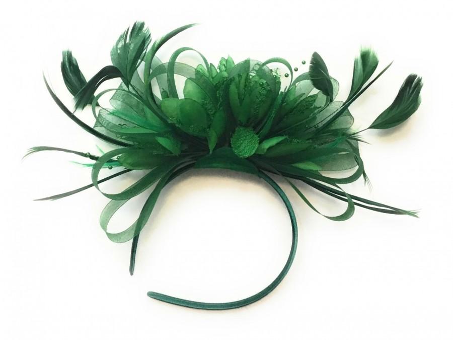 زفاف - Emerald Jade Green Hoop Fascinator On Headband