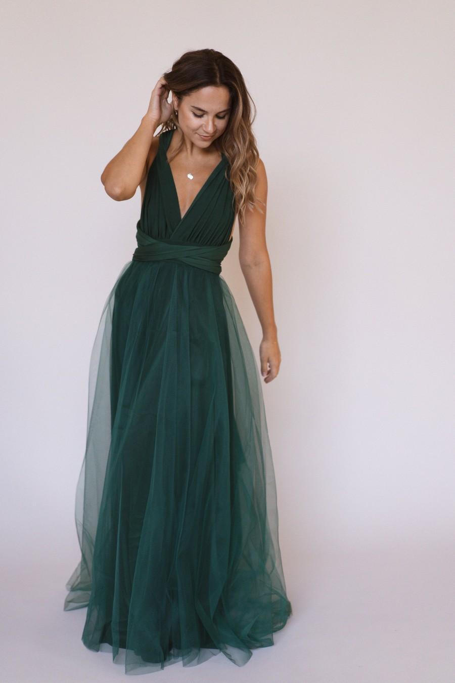 Mariage - Emerald Green infinity dress, Emerald Green Bridesmaid dress, Emerald convertible dress, multiway dress, Emerald bridesmaid dress