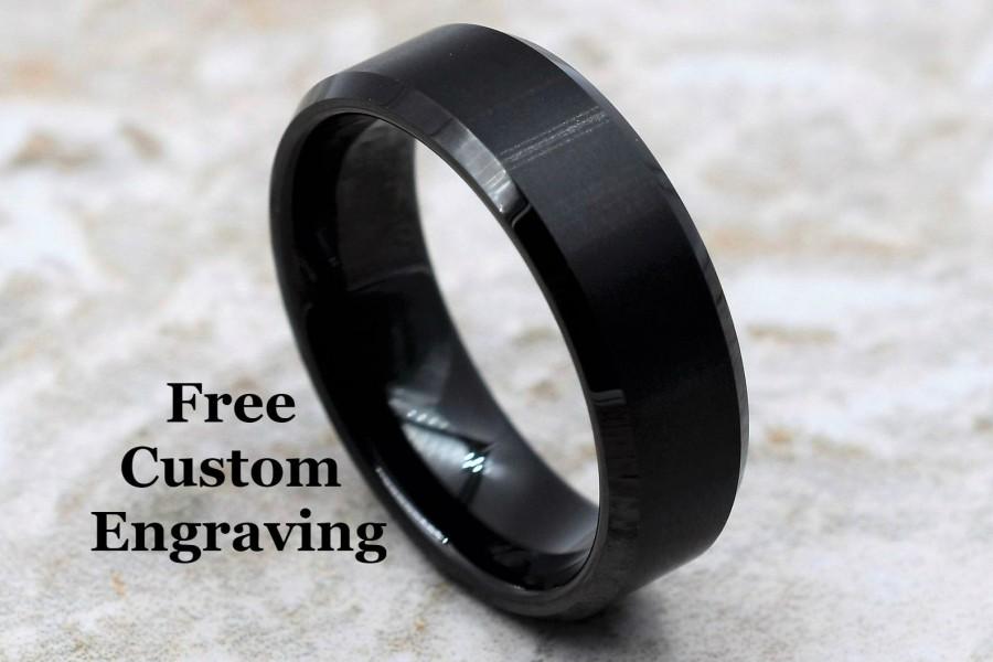 Wedding - Tungsten Ring, Men's Tungsten Wedding Band, Men's Black Wedding Band, Black Tungsten Ring, Tungsten, Tungsten Band, Personalized Ring