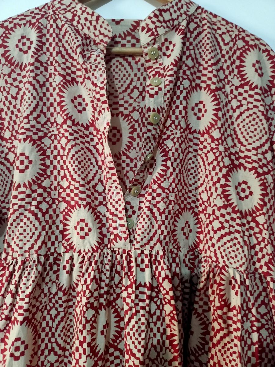 Mariage - Indian Cotton Dress, Floral block Print Dress,Cotton Handmade Dress, Sketer Circle Dress,Flapper Dress, Blousen Dress, Short Dress
