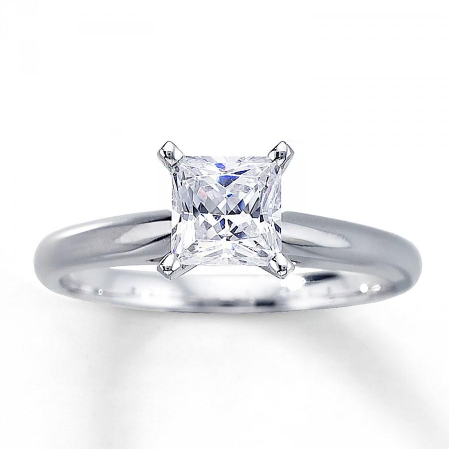 زفاف - Lover Promise Ring, Promise Lover Ring, Lover Ring Promise, 1.0 Ct Simulated Diamond Princess Cut Solitaire Wedding 14k White Gold, Rings