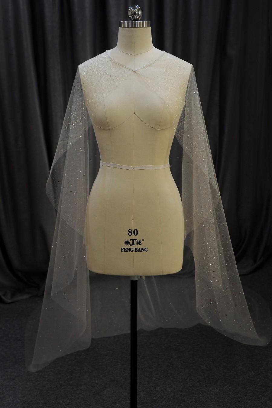 Mariage - Ls55/Sparkle cape / bridal cape/ wedding cape/ custom cape