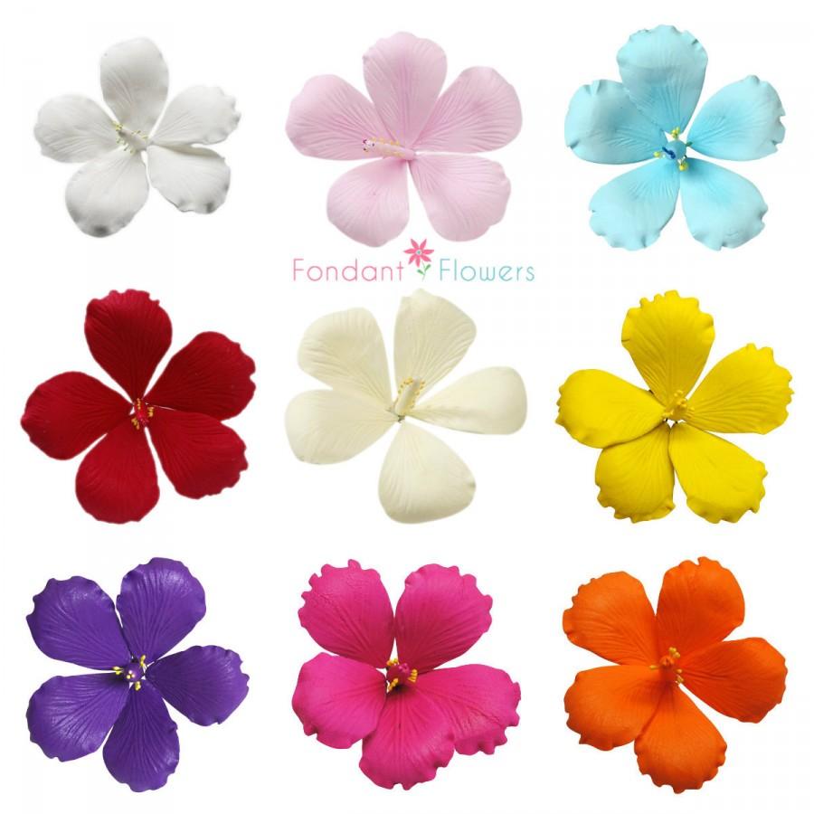 Hochzeit - Gumpaste Hibiscus Flowers - Red, White, Pink, Yellow, Orange- Great for Luau or Beach Weddings! - Fondant Edible Wedding Cake Toppers :)