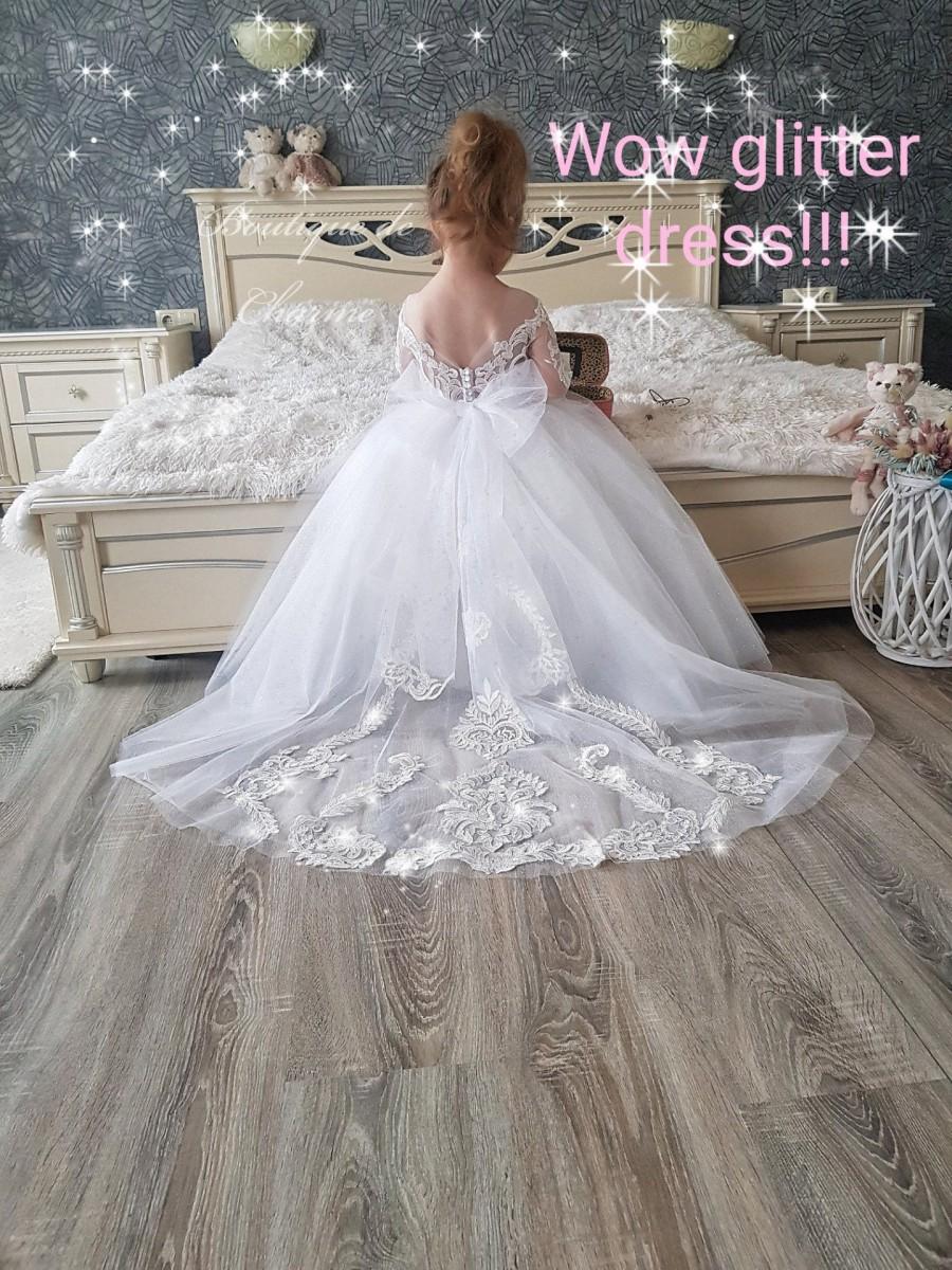 Hochzeit - Lace flower girl dress,Flower girl dress tulle,Sparkle flower girl dress,Junior bridesmaid dress,Tutu dress,Toddler wedding dress,Baby dress