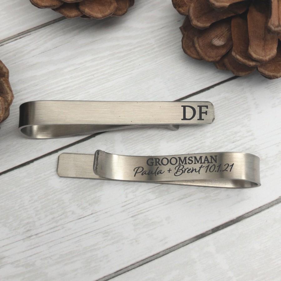 Mariage - Personalized Groomsman Gift Groomsman Tie Clip Gift Tie Bar Groomsman Gift Stainless Steel Tie Clip Mens Wedding Party Tie Clip Personalized