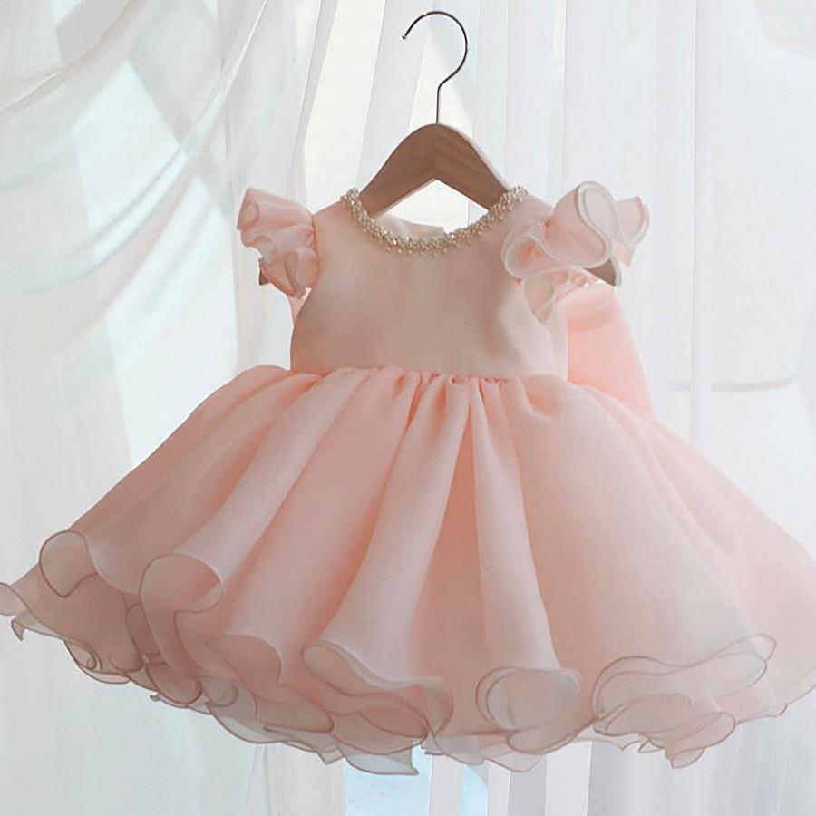 Mariage - New Tulle Pretty Flower Girl Dresses soft lace toddler Baby Girl Infant lace Dress Kid Wedding Party Tutu Pink