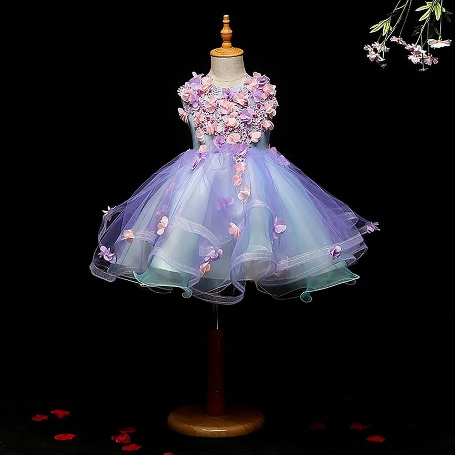 Wedding - Elegant Tulle Girls Party Dress Flower 2-14Y Girl Princess Dress For Wedding Gown Kids Dresses for Girls Evening Prom Pageant Dress