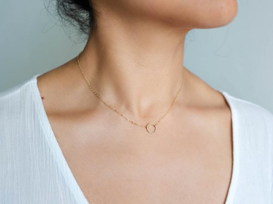 زفاف - Dainty Gold Circle Necklace / Simple Eternity Necklace / Gold Karma Necklace / Open Circle Necklace / Bridesmaid Necklace / Gift For Her