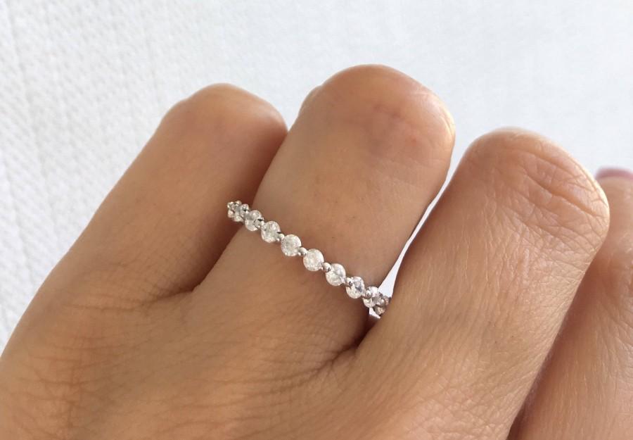 Mariage - Round Cz Eternity Band Ring. Silver Rhodium Plated Eternity Ring. Silver Cz Eternity Band. Band Ring. Stackable Ring. Eternity Band Rings.