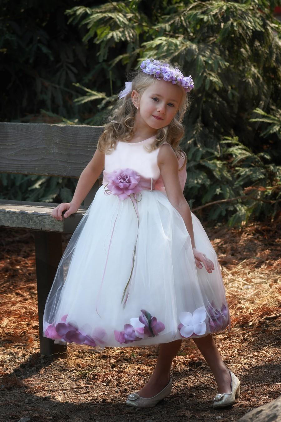 Wedding - Tutu flower girl dress Tulle girls wedding party Princess Birthday baby toddler Special occasion