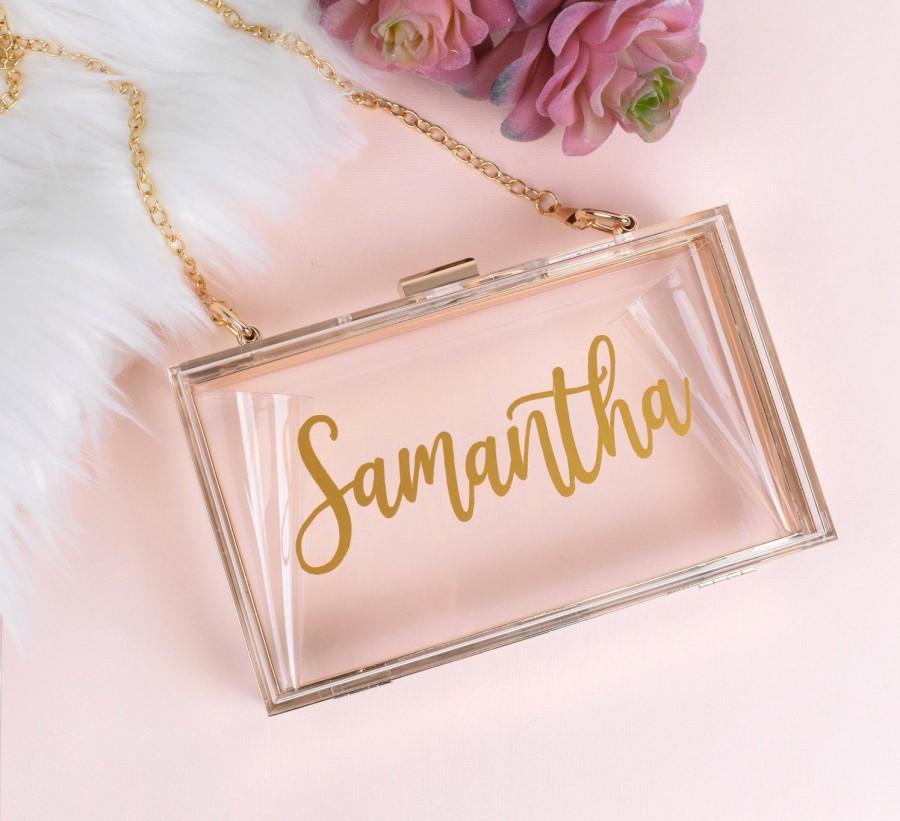 Wedding - Personalized Bridesmaid - Clutch Acrylic - Clutch Custom Bridesmaid Purse - Bride Bag Bridesmaid Gift Bridesmaid Proposal Bachelorette Party