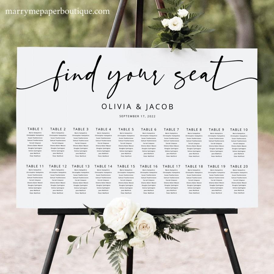 Mariage - Seating Chart Template, Modern Calligraphy, Editable & Printable, Templett Instant Download, Try Before Purchase