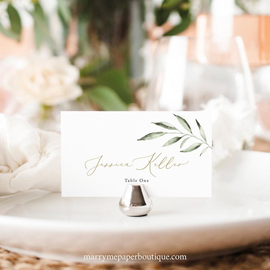 Hochzeit - Place Card Template, TRY BEFORE You BUY, Greenery Leaf, Editable Instant Download