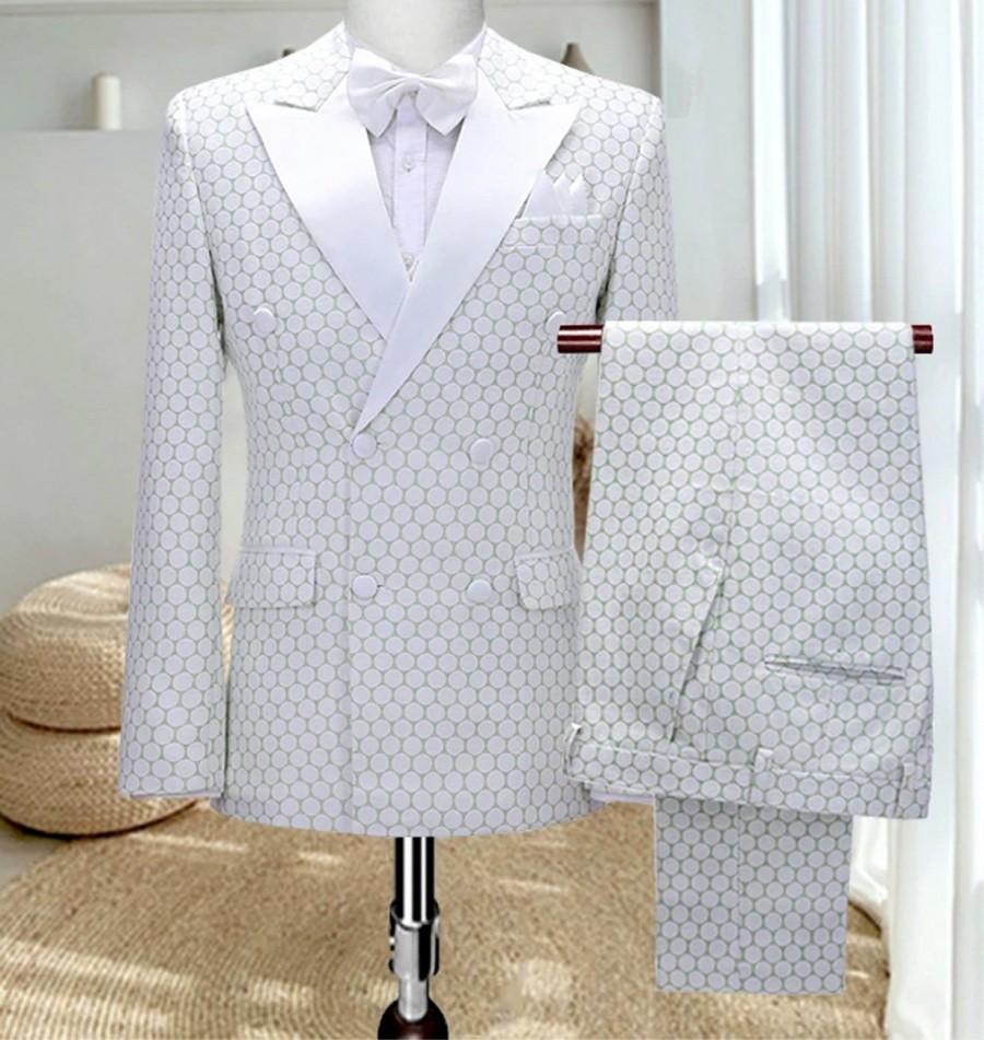زفاف - Suit, suit, wedding suit made of Serge goods in white. light green
