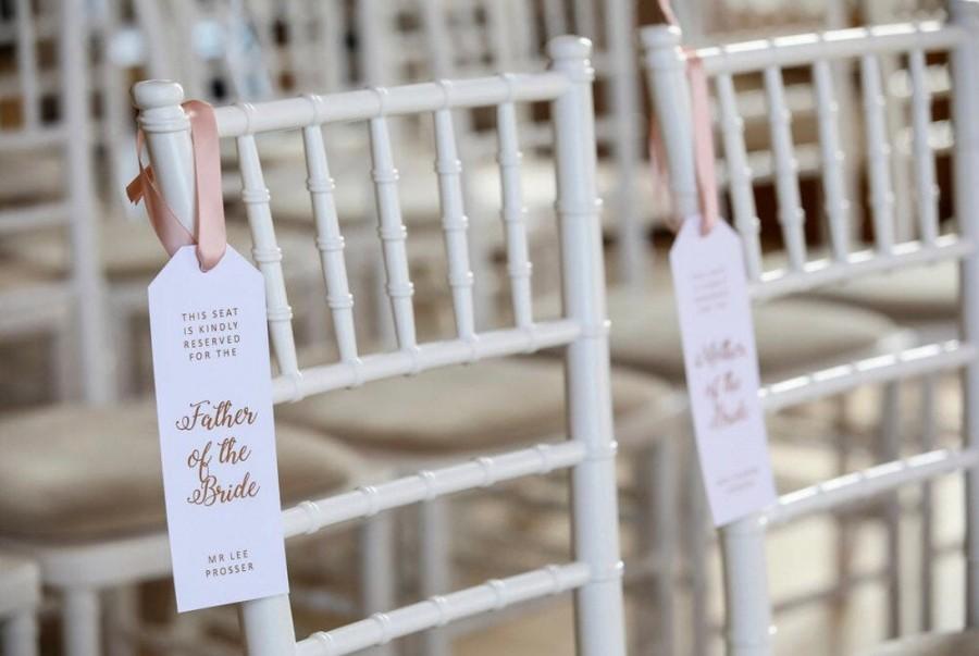 Wedding - Foiled Personalised Wedding Seat Reservation Tag