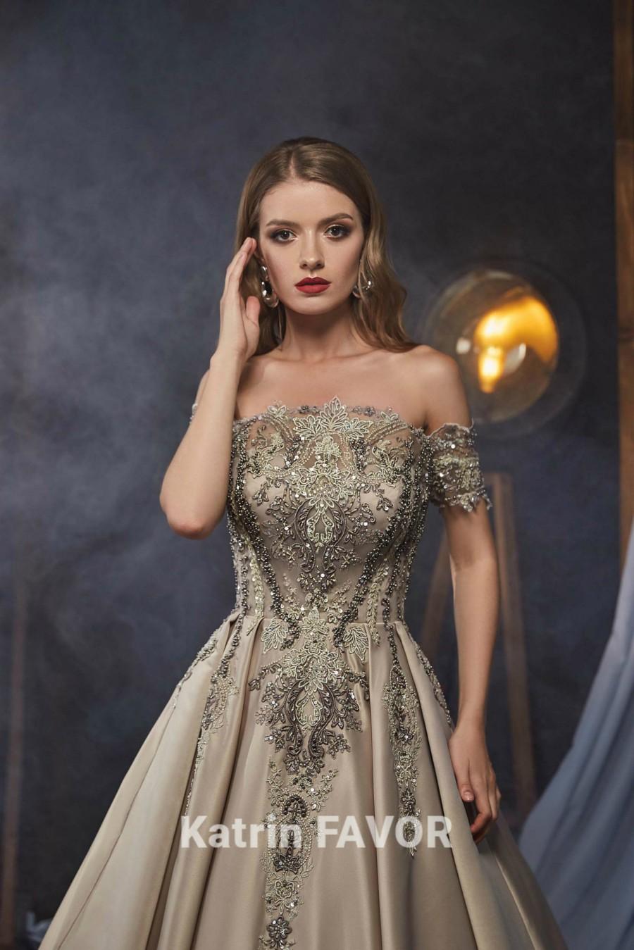 Mariage - Evening Gown Prom Dress Long Off Shoulder Dress Lace Dress Beaded Dress Ball Gown Alternative Wedding Dress Corset Dress Plus Size Maxi 2020
