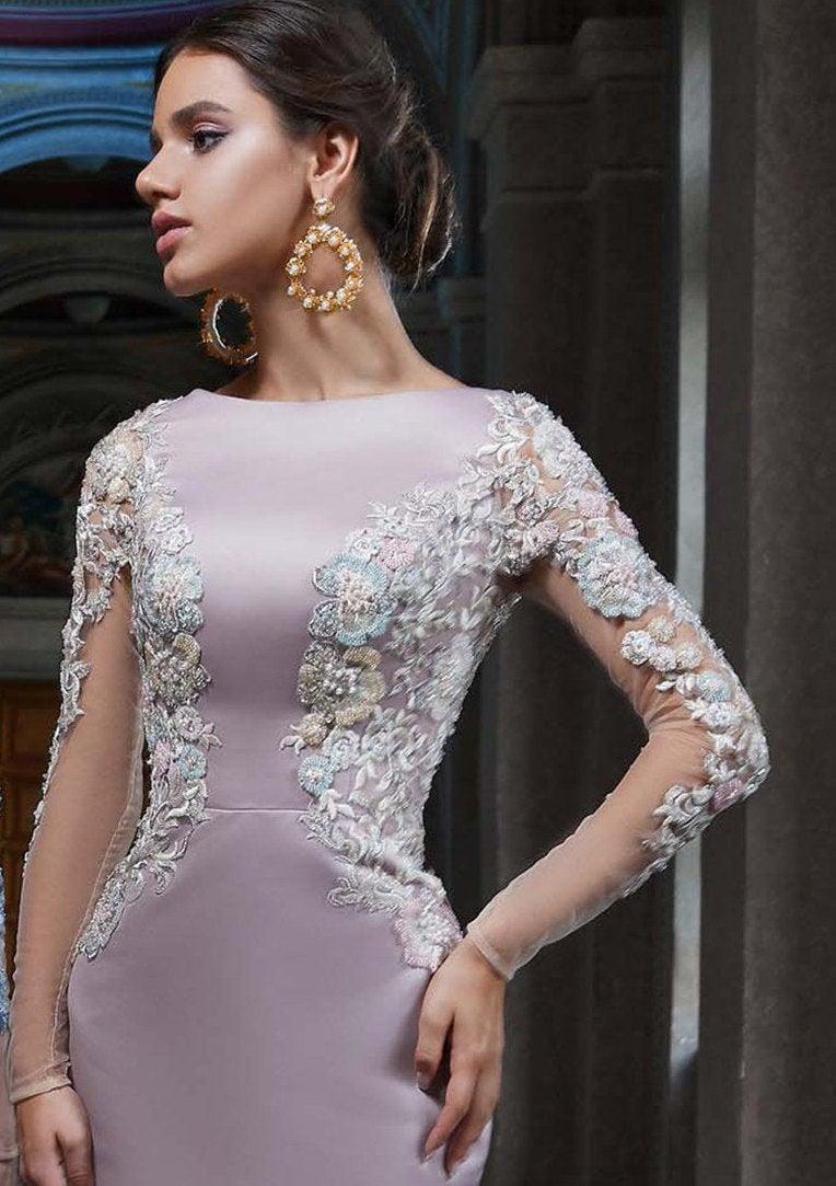 Mariage - Wedding Guest Dress For Mother Of The Bride Alternative Wedding Dress Blush Dress Evening Gown Cocktail Dress Embroidered Dress Long Sleeve