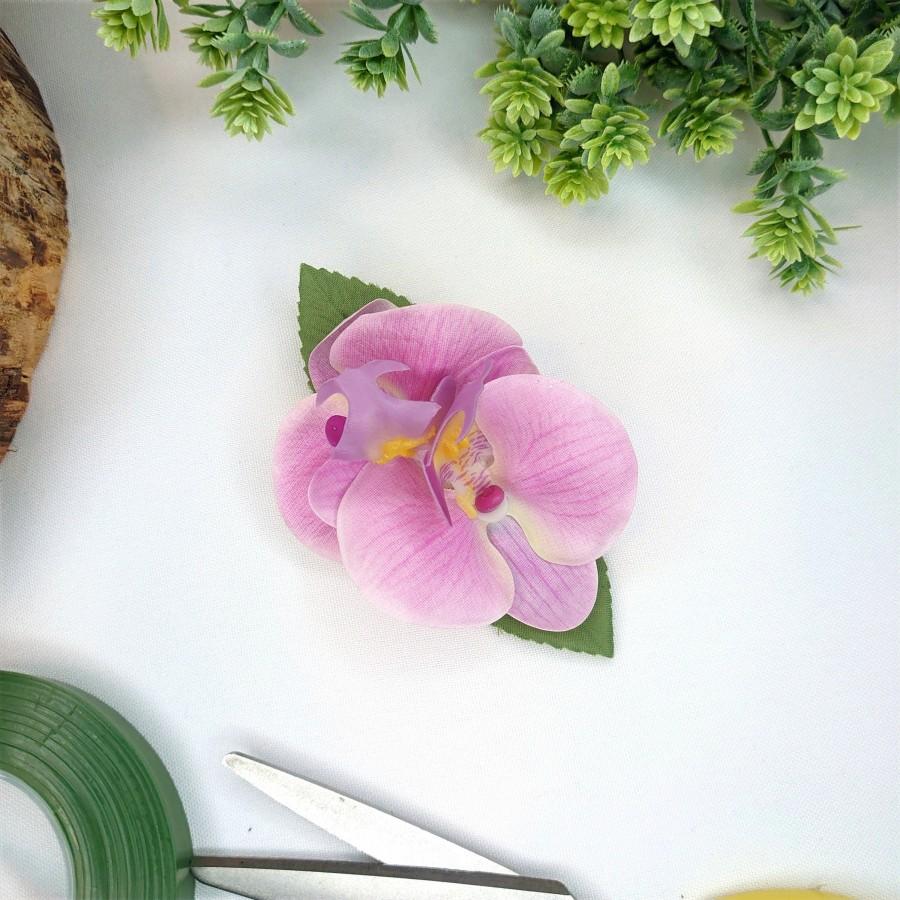 زفاف - Pink Phalaenopsis Orchid Hair Clip, Artificial Wedding Flowers, Orchid Hair Clip, Crocodile Clip, Double sided, Pink Orchid, UK