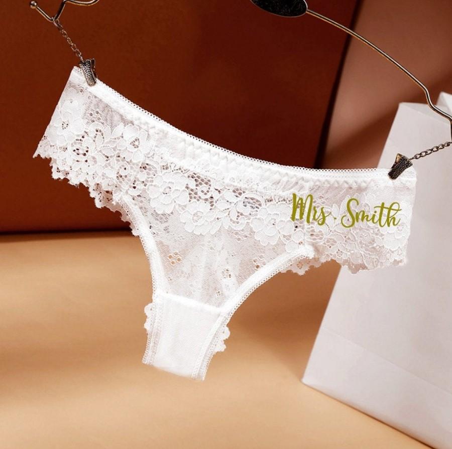 Wedding - Custom Gifts for her Bride Panties - Lace Wedding Underwear Bridal Shower Gift Bachelorette Gift Personalized with Name Honeymoon Gift