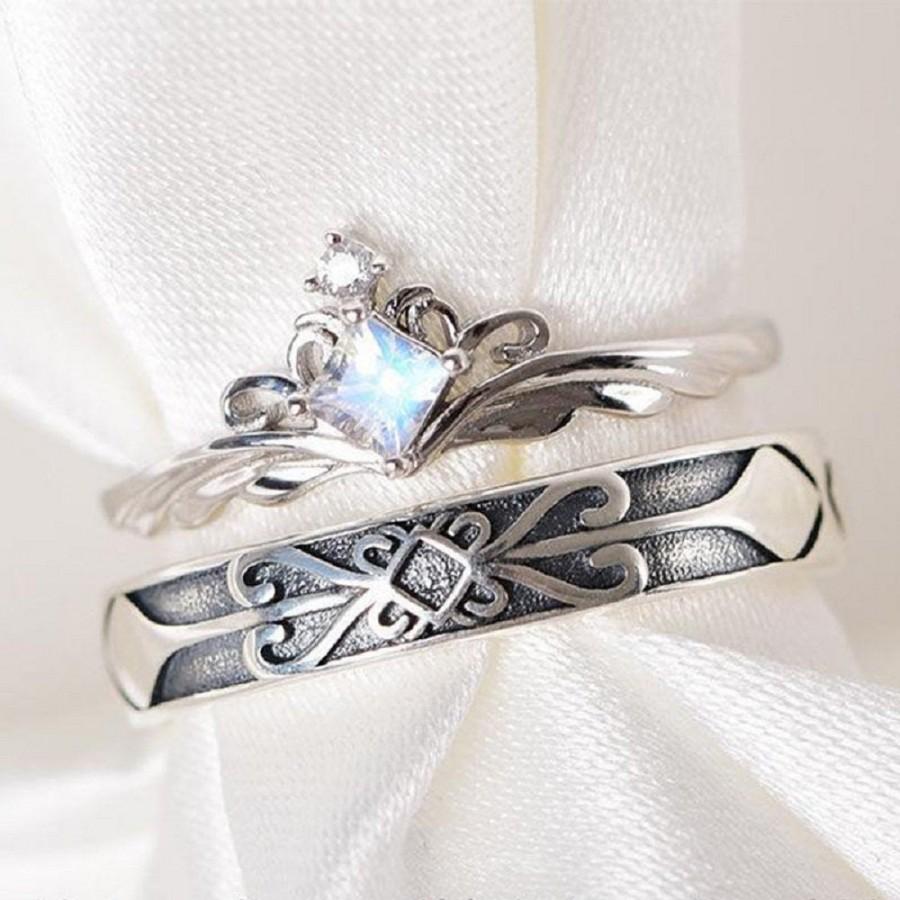 زفاف - Vintage Couple Matching Rings Set 2 Pieces Open Ring Adjustable Promise Rings Jewelry Gift for Her Him
