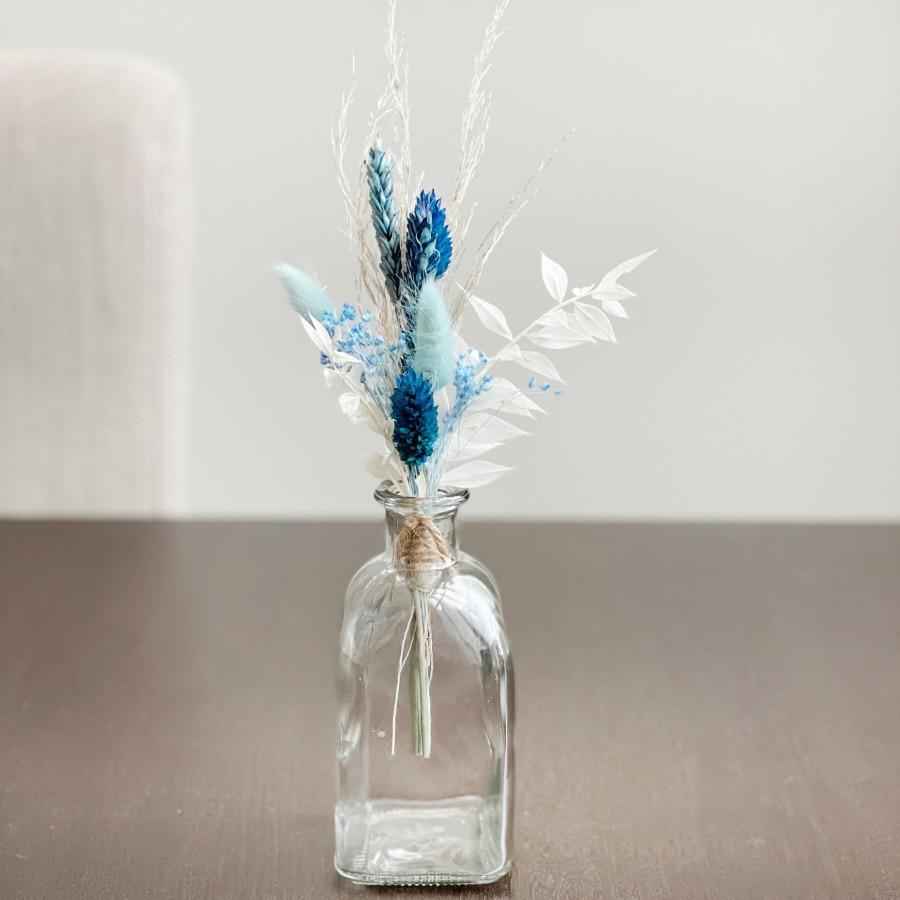 Wedding - Blue Dried Flowers Boho Style Mini Bouquet