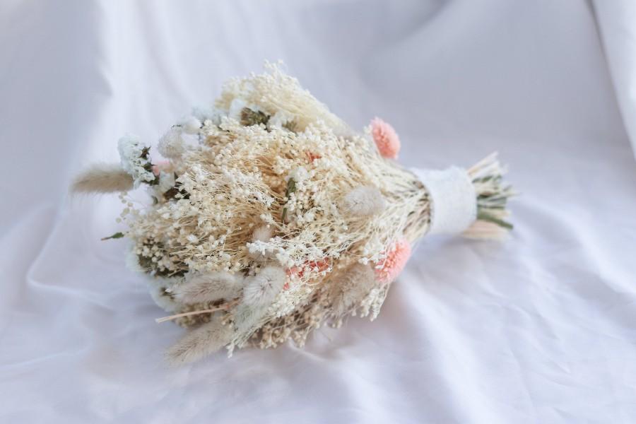 Mariage - Bridal Bouquet Cream  / Festival Meadow Bouquet /  Bleached Baby's Breath Bouquet Preserved Flowers