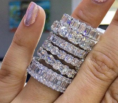 زفاف - Eternity Ring Band -Full eternity ring Wedding band engagement Wide Diamond Cz ring-Statement Baguette ring sparkling - Cubic Zirconia Ring