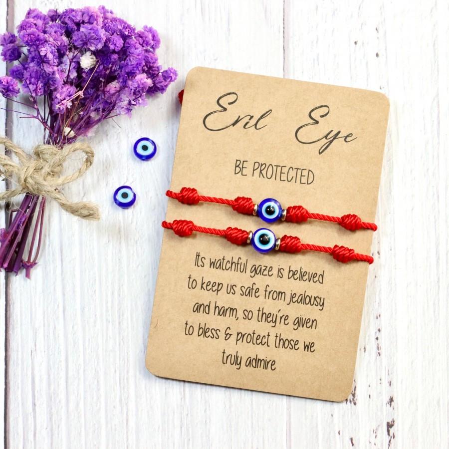 Wedding - Nazar Evil Eye 7 knots Lucky Bracelet, Red String Bracelet , Family protection bracelet , mother father baby kid protection bracelet nazar