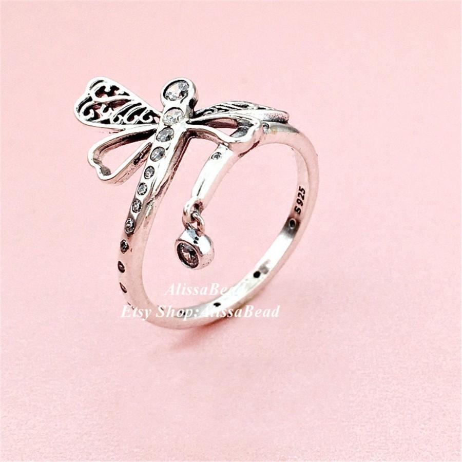 زفاف - 2018 Spring Release 925 Sterling Silver Dreamy Dragonfly Ring With Clear CZ Rings Women Fine Jewelry