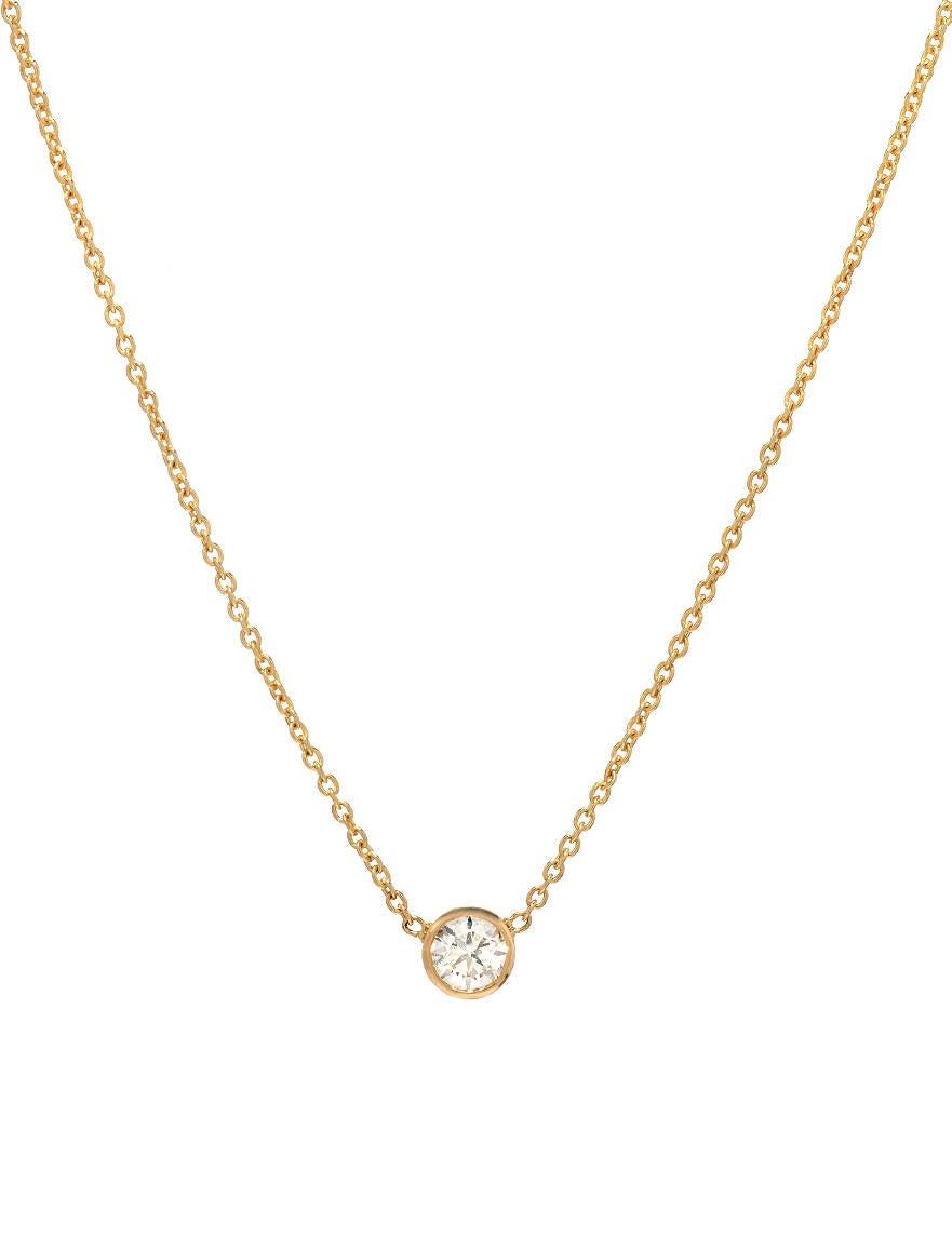 Свадьба - Solitaire diamond necklace, Small Bezel Necklace