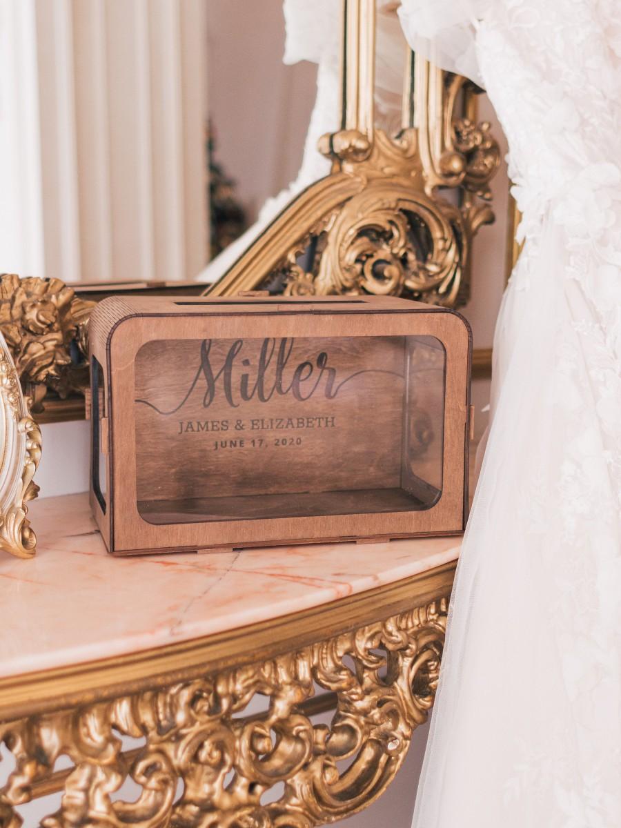 زفاف - Custom Wedding Card Box, Rustic Wedding Decor, Boho Wedding Post Box, Wedding Money Box, Wood and Acrylic Card Box