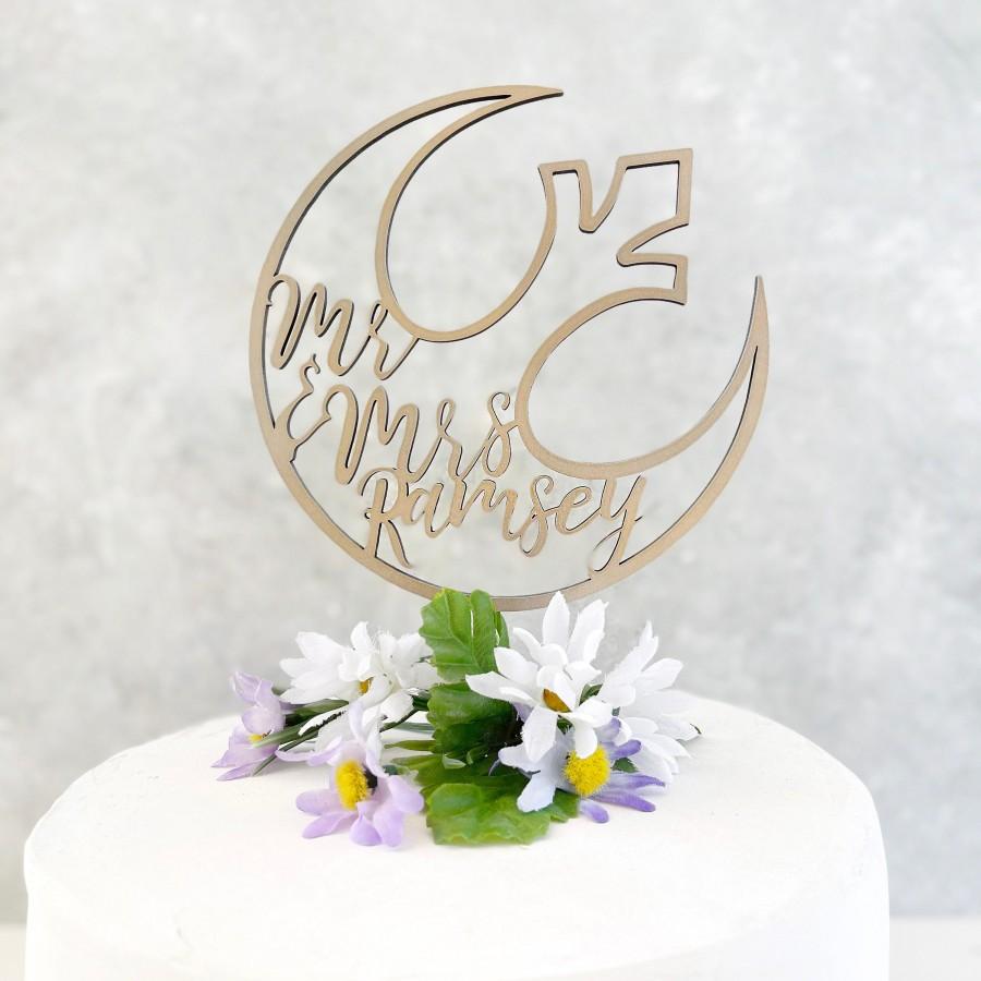 Wedding - Custom Wedding Cake Topper - custom name - Wooden Star Wars Rebel Alliance Ship Cake Topper