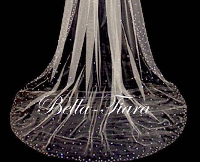 Wedding - cathedral crystal veils, chapel crystal wedding veil, royal crystal bridal veil, crystal cathedral wedding veil with blusher