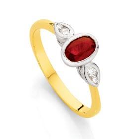 Wedding - Garnet and Diamond Ring ♥ Gorgeous Gold Ring 
