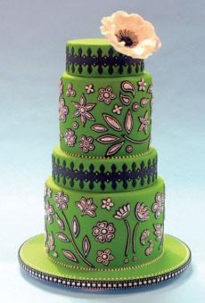 Wedding - Green Custom Fondant Special Wedding Cake 