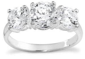 Wedding - Sterling Silver 3-Stone Cubic Zirconia Ring: Jewelry